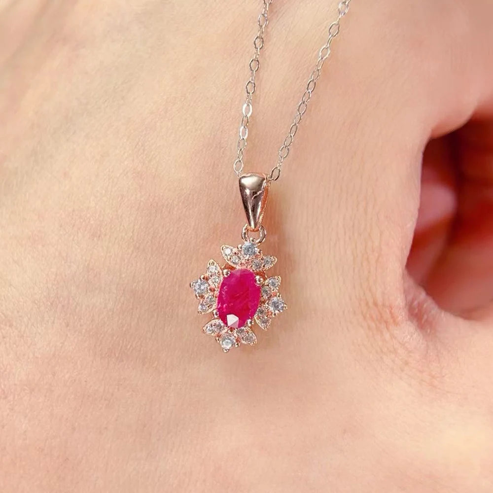 Gioiellieri Natural Ruby Sterling Silver Rhodium Plated Exquisitely Crafted Claw Setting Gemstone-Inlaid CMA Women's Anniversary Gift Party