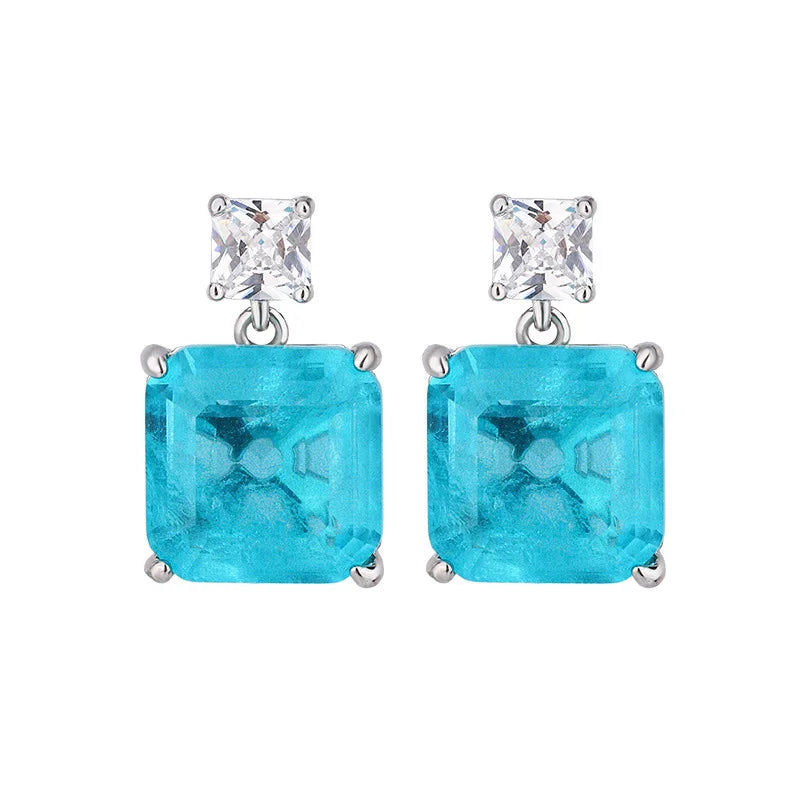 XOTICA Square Heavy Industry Zircon Set Jewelry Exquisite Pendant Earrings Ring Jewelry Three Piece Set