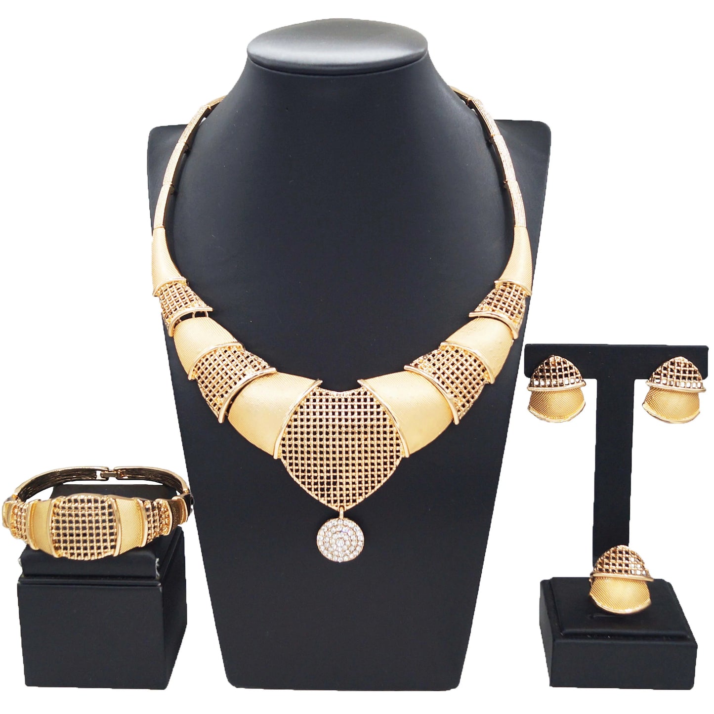 Zhuerrui High-end Bridal Gold Jewelry Sets Simple Silver Pink Beads Necklace Jewelry Set Exquisite Costume Accessories HA23253