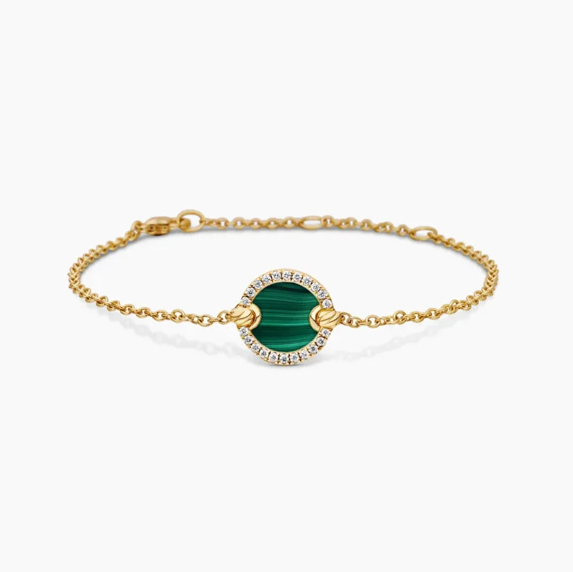 FASHIONISTA DY High-Quality Silver-Plated Round Beaded Bracelet with Diamonds, Gold-Plated Colored Gemstone Bracelet, Jewelry