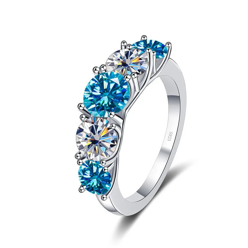 Fine 3.6CT VVS1 D Moissanite Row Rings 925 Sterling Silver Jewelry Pass Diamond Tester Colored Moissanite Rings for Women