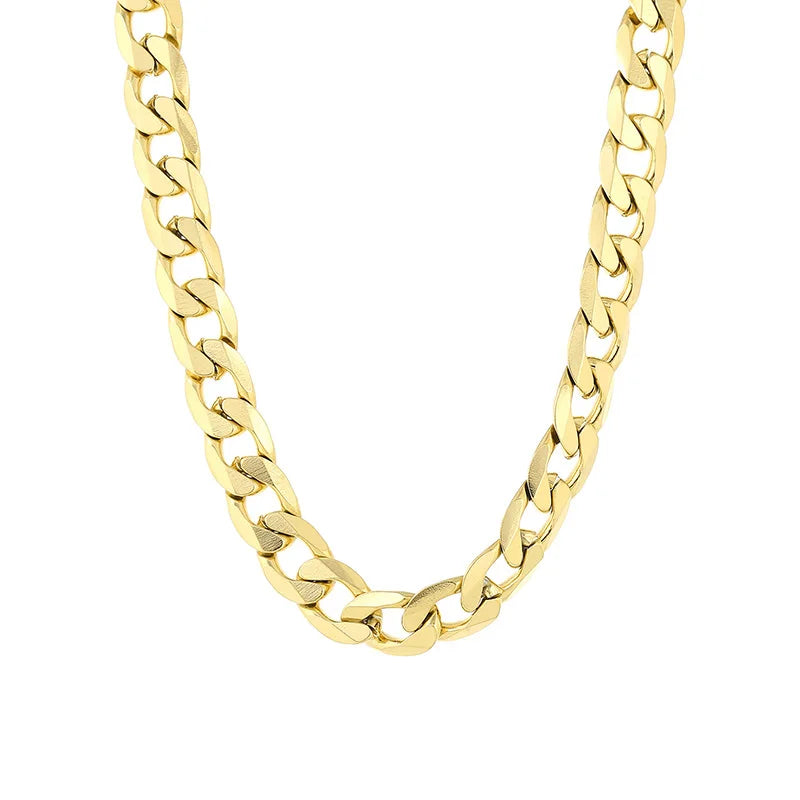 REBEL Casual 7.5/6mm Width Gold-Plated Stainless Steel Cuban Links 500mm Necklace&200mm Bracelet Jewelry Set