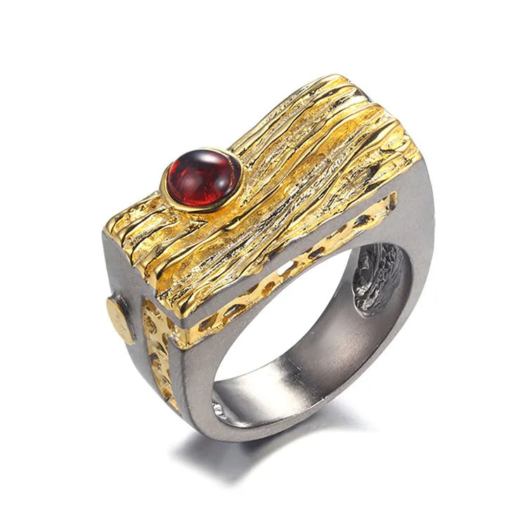 Quality Chinese Products Sterling Silver Garnet Stone Ladies Gold Plated Elegant Ring