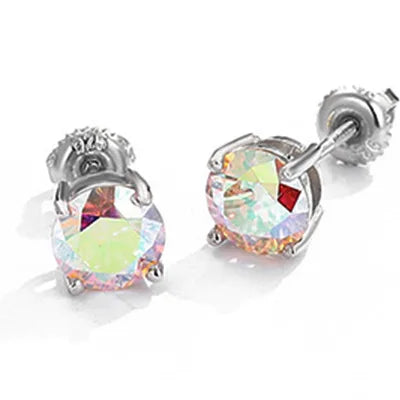 ArtistA Factory Multi-Carat Round Brilliant Moissanite Martini-Set S925 Silver Sleek Sophistication Gender-Fluid Solitaire Stud Earrings