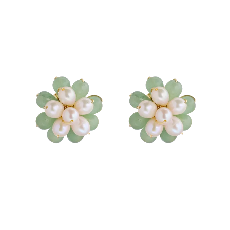 Natural Freshwater Pearl Natural Stone Flower Earrings Korean Style Women Luxury Jewelry Fashion Ladies and Girls Gift GE1588