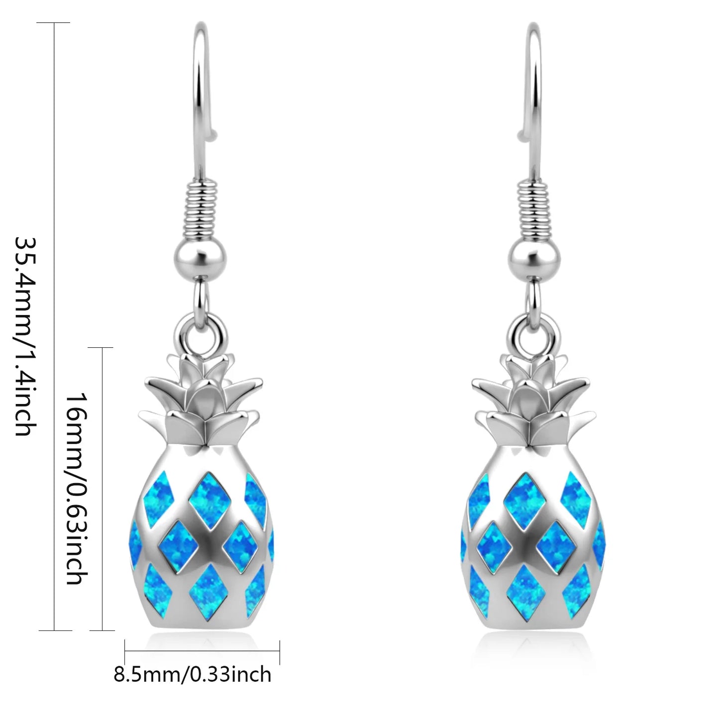 Geometric Opal Pineapple Earrings - Blue Fire Opal Solitaire & CZ Accent Design | Elegant Formal Jewelry Bulk Gifts