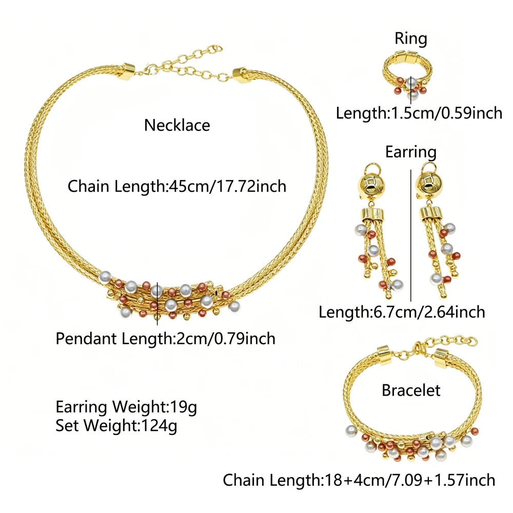 Zhuerrui African Italian Gold Plated Jewelry Set Bold Ribbed Twisted Geometric Choker for Women Wedding Banquet HS26006