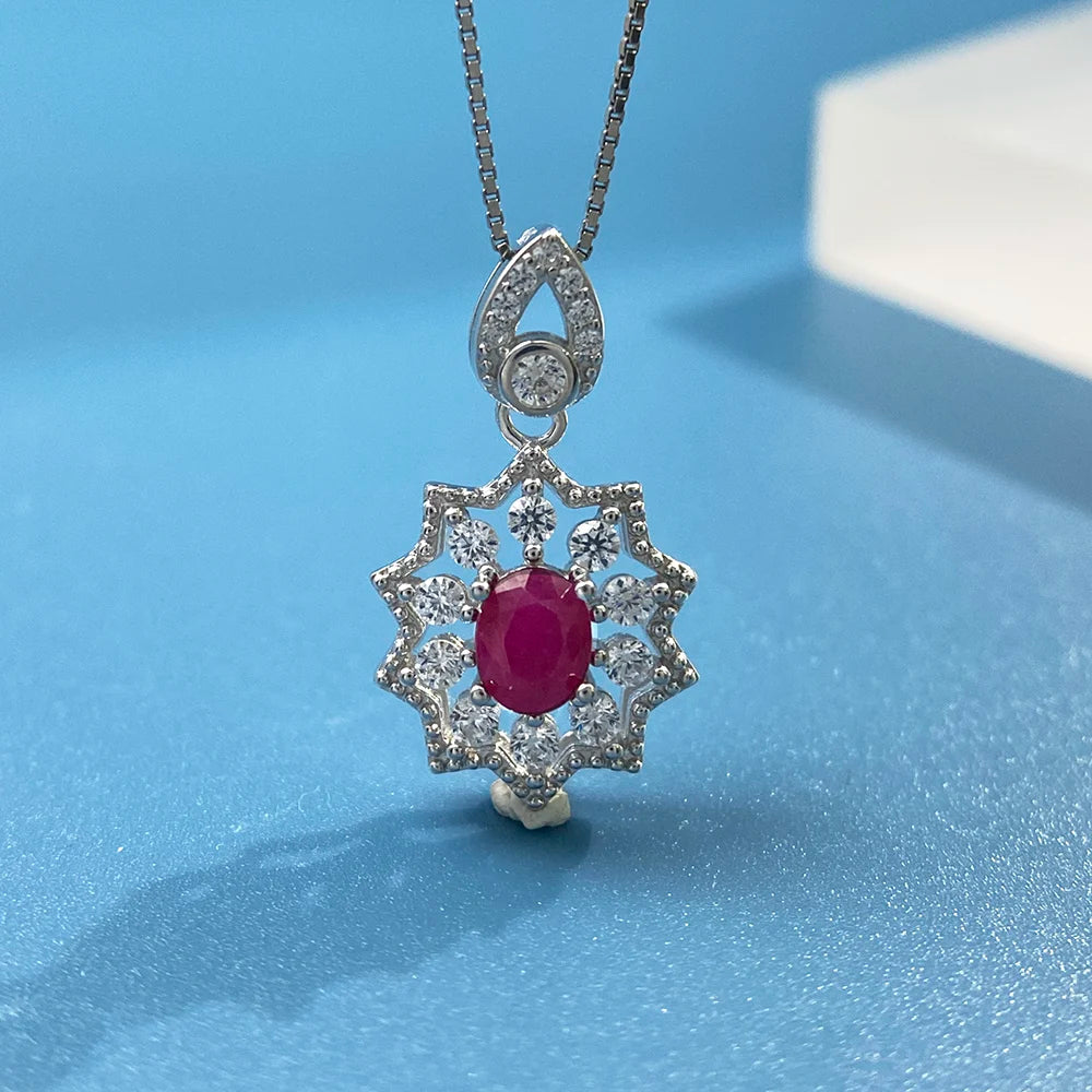 Gioiellieri Teardrop Ruby Pendant with Natural Red Gemstone for Women 925 Sterling Silver July Birthstone Fine Jewelry Elegant Wedding Gift