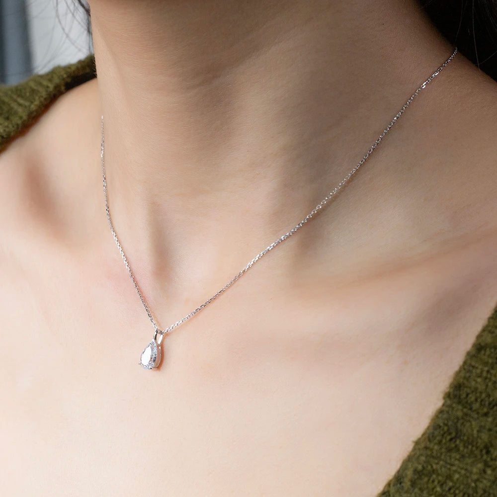Gemfiori MSN-952 9k with 1ct Pear Cut Diamond Pendant Necklace for Woman Custom Jewelry Valentine's Gift for Girlfriend Good Price