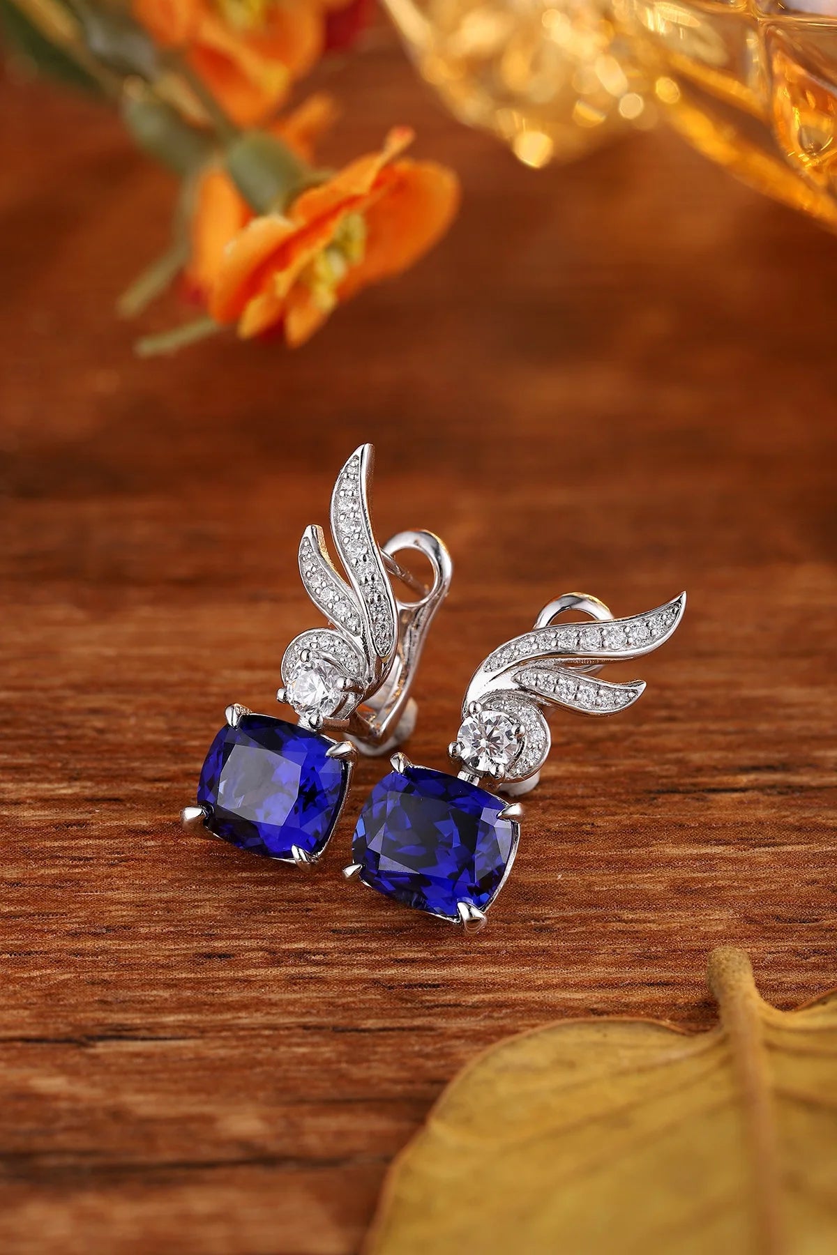 Gemfiori Anster High Quality S925 Lab Grown Sapphire Earring Stud Dainty Gemstone Stud Earrings for Women Daily Wear Gift