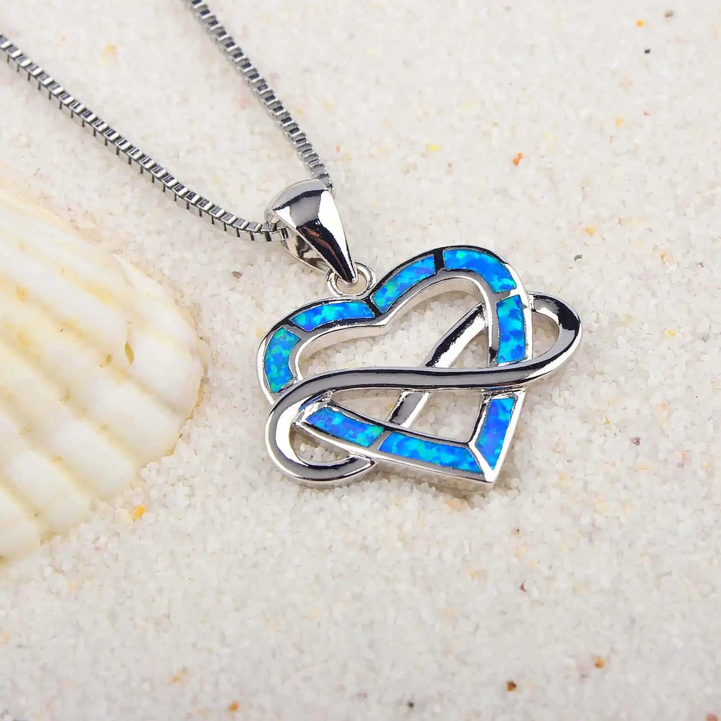 Aobao Wireless Love Heart Pendant Jewelry Wholesale with Opal Inlay