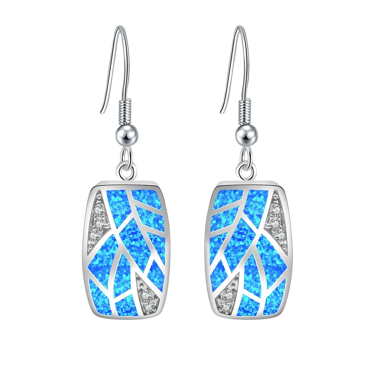 Aobao TikTok Viral Blue Opal Tree Patterns Earrings | Purple Crystal Accent Silver Plated Women's Engagement Jewelry-Trendy Bulk