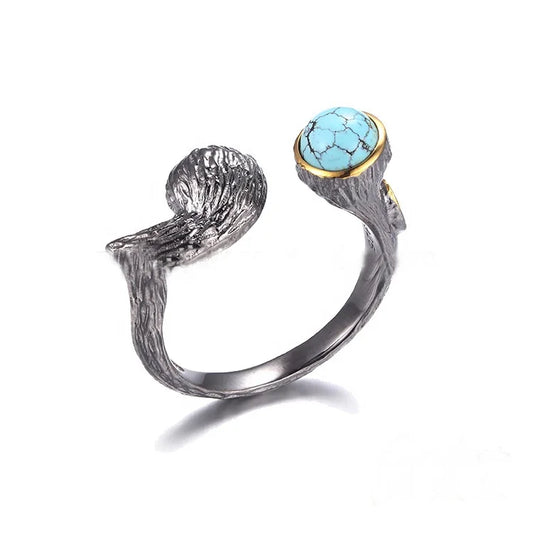 Luxury Adjustable Recycled Nature Turquoise Jewelry Ring