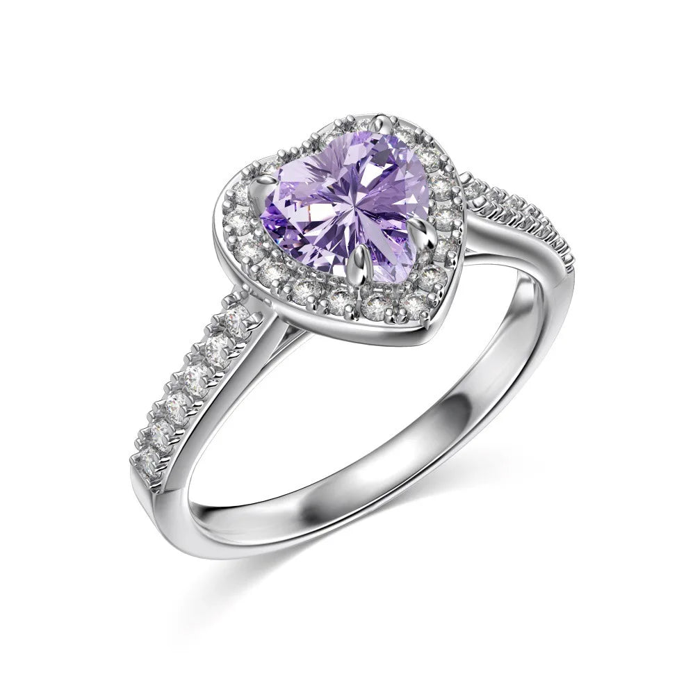 Gemfiori Bestseller S925 Sterling Silver Electroplated Natural Stone Personality Ring Womens Twelve Zodiac Series Wedding Heart Proposal