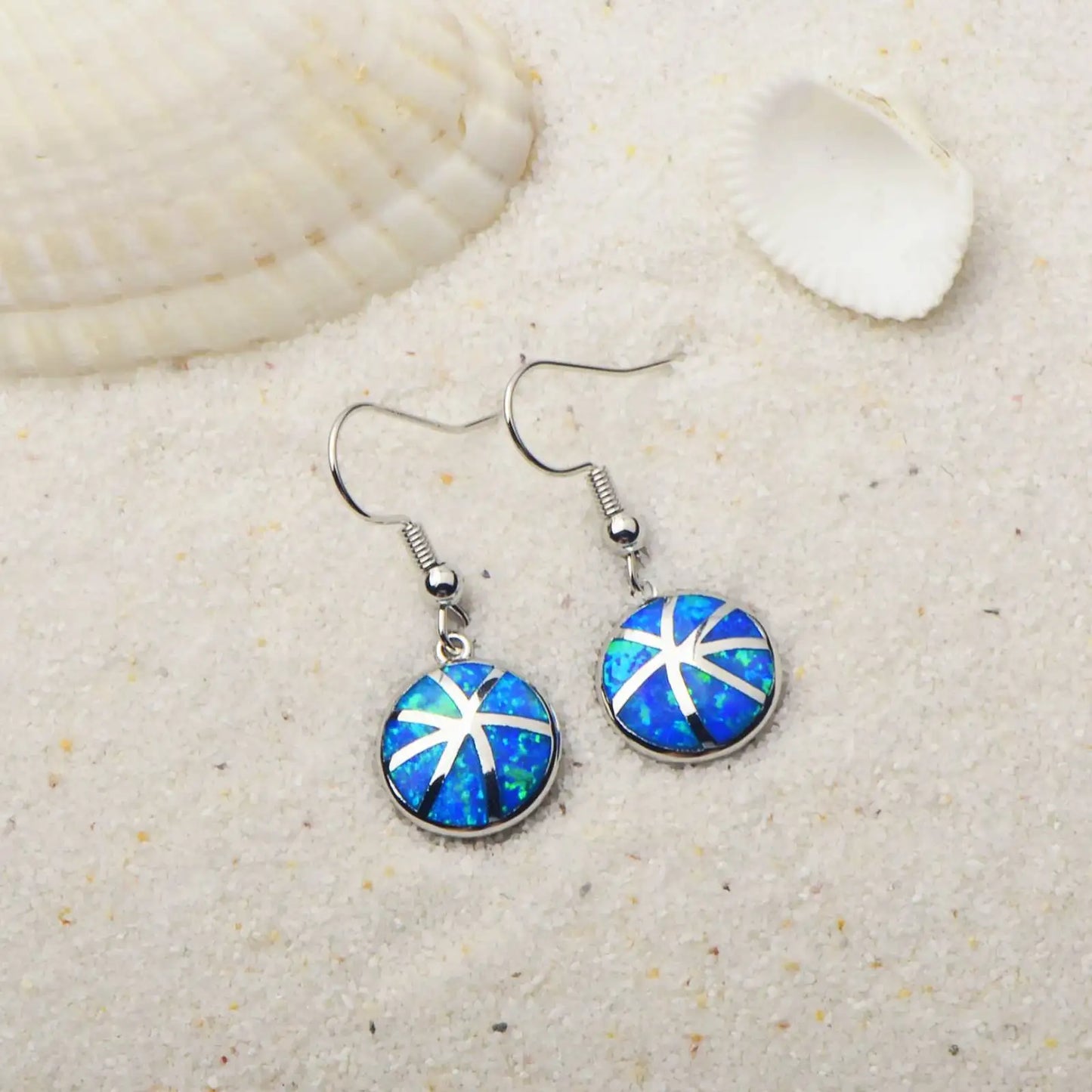 Dainty Trendy Brass Ball-Shaped Basketball Opal Pendant Drop Earrings-Silver Plated Cute Minimalist for Women | Bulk Gift Ideas