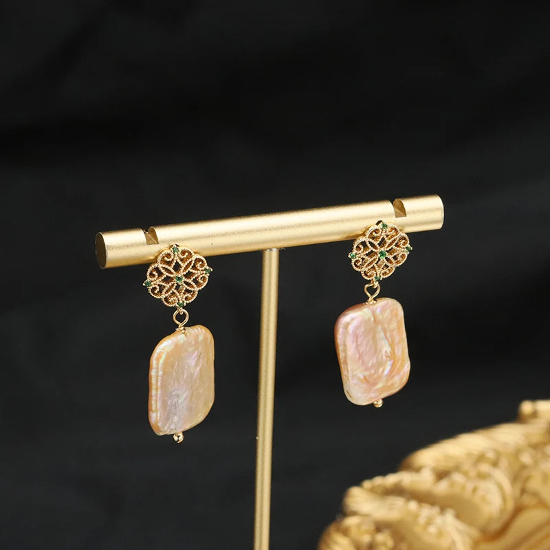 New Jewelry Natural Freshwater Baroque Pearl  Earrings 18K Gold Plated Jewelry Korean Designer Jewelry Earrings Wholesale Bulk