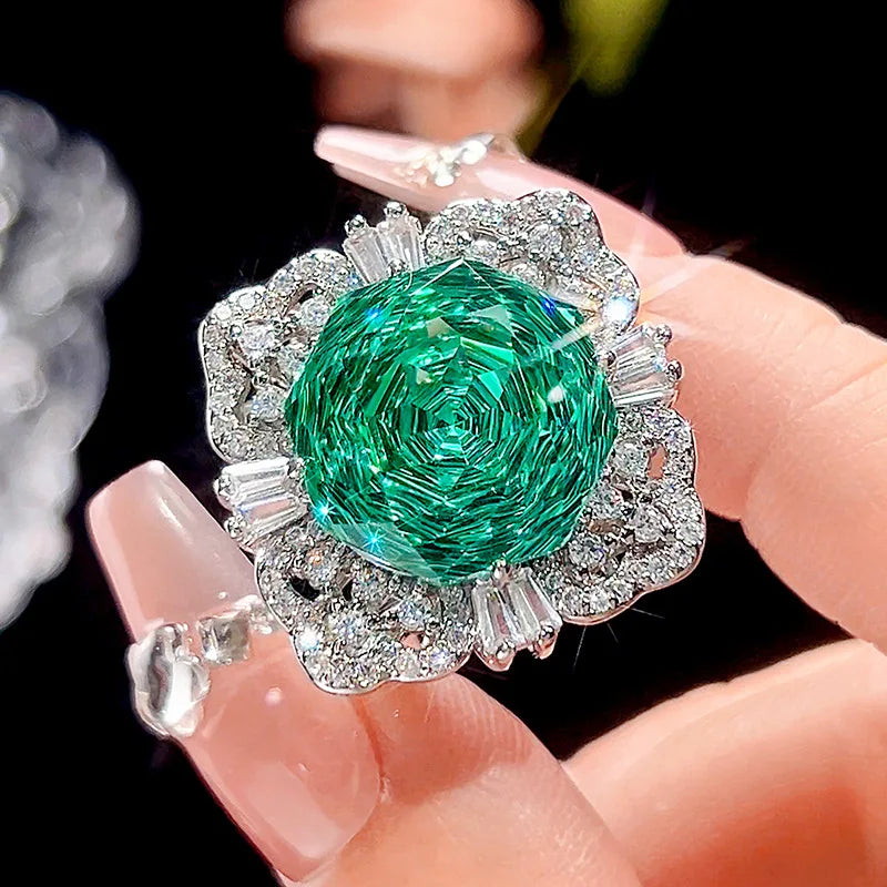 Gemfiori Luxury and High-end Sparkling Zircon Necklace Earring Ring Set Bridal Jewelry Three Piece Set Wedding Accessories