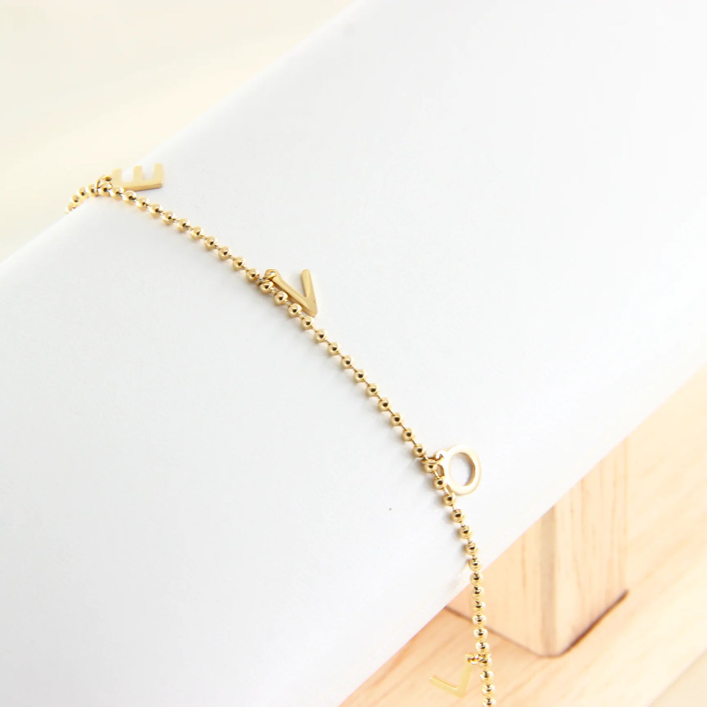Wholesale AG 14K Gold-Plated Stainless Steel Bead Chain Love My Letter Anklet Unisex Trendy Anti-Allergy Fashion Wedding