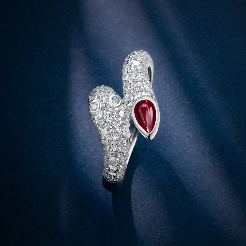 MuShan Jewelry Factory New 0.3ct Teardrop Lab Grown Red and Blue Sapphire 3*5 Ring With Full Diamonds From Europe and America