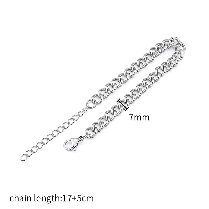 REBEL Minimalist Fashion Stainless Steel Cuban Chain Bracelet Unisex Hip Hop No Fade Waterproof Jewelry for Women Men Unisex