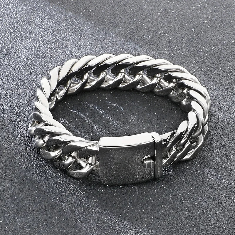 KALEN Trendy Fine Jewelry Fashion Bracelets Mens Stainless Steel Cuban Link Bracelet Bangle