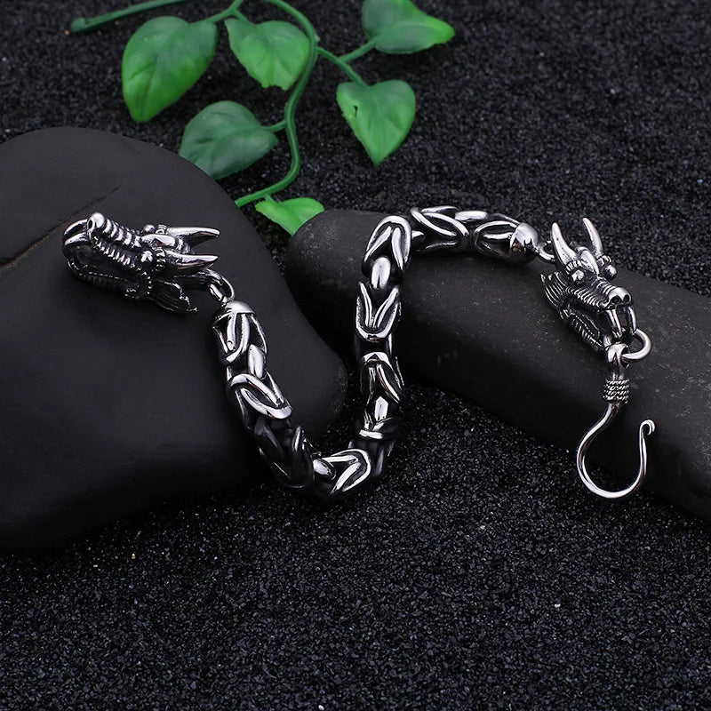 KALEN Vintage Bracelet Dragon Men Byzantine Chain Bracelets Bangles Stainless Steel