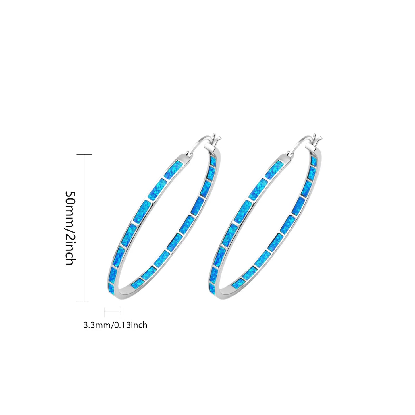Aobao Silver Plated Brass Opal Christian Circle Earrings Bohemian Style Women's Gift
