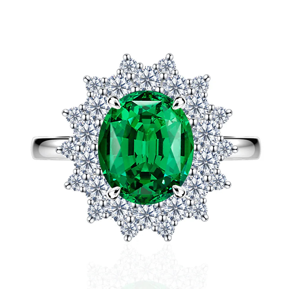 MuShan Jewelry Factory 925 Sterling Silver Rings 11.5ct Green Gemstones Wedding Anniversary High Carbon Diamond Ring Jewelry