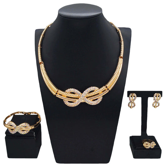 Zhuerrui Diamond Set Exquisite Jewelry Set Women's Bracelet Necklace Earrings High Quality Stylish Bridal AccessoriesHC24031214