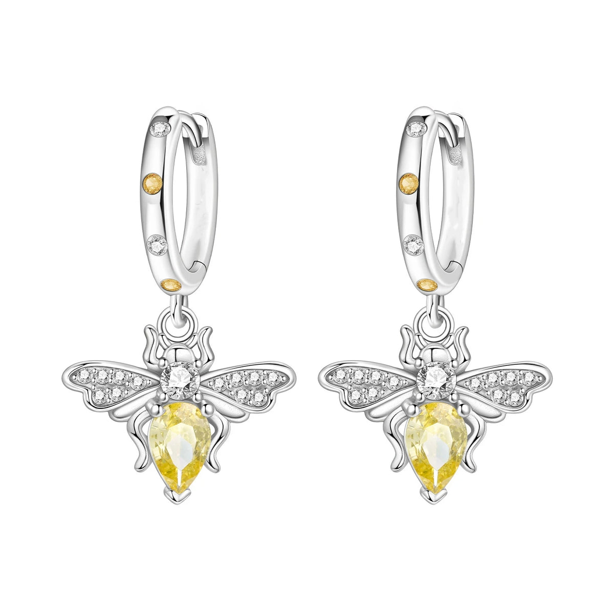 S&S Silver Plated Zircon Heart Drop Earrings | 9 Colours