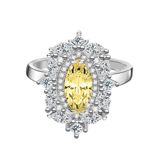 Silverelli | 925 Silver Horse Eye Diamond Ring | 5×10 Marquise Cut | 14K Gold Plated