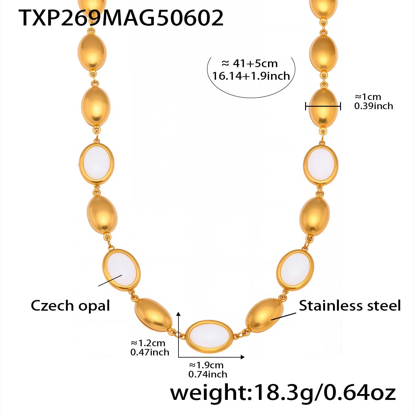 Natural Oval Opal Necklace, Bracelet & Earrings Jewellery Set | Bohemian Gold Plated Stainless Steel Set