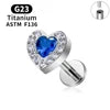 G23 Titanium Triangle Heart Fox Tragus Cartilage Helix Daith Piercing Stud Earrings for Women 16G CZ Ear Stud Pierc Body Jewelry