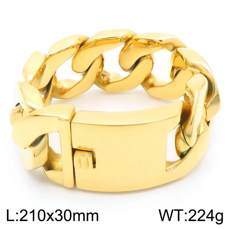 KALEN Bold Vintage Men Hip-Hop Stainless Steel Fashion Jewelry Bracelets Huge Cuban Link Chain Bracelet