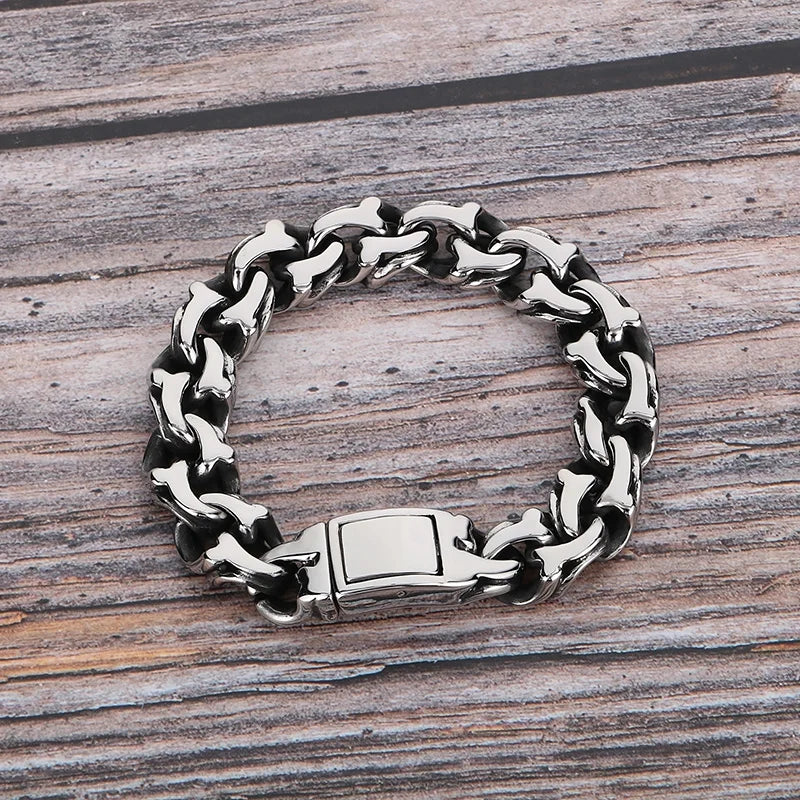 KALEN Men Vintage Matte/Polished 230mm Stainless Steel Avant-Garde Links Bracelet