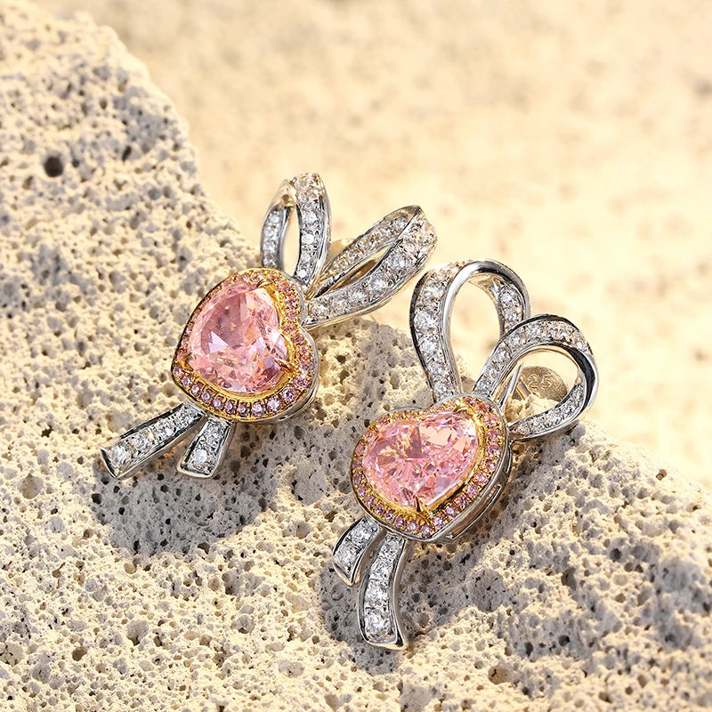 Gemfiori Custom Women's pink Morganite Earrings 925 Sterling Silver Jewelry Complementary Morganite Stud Earrings
