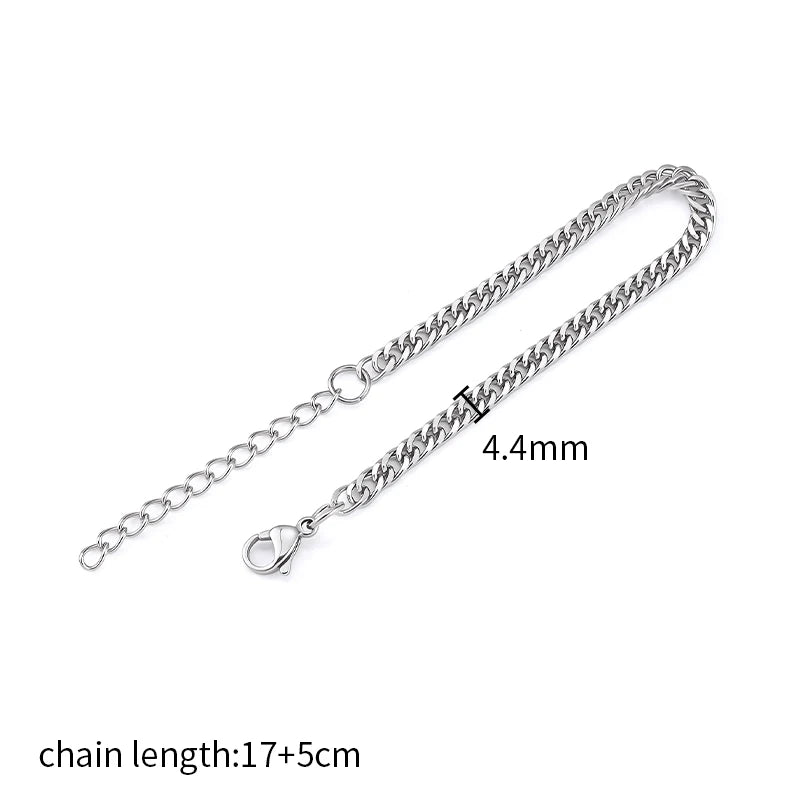 REBEL Minimalist Fashion Stainless Steel Cuban Chain Bracelet Unisex Hip Hop No Fade Waterproof Jewelry for Women Men Unisex