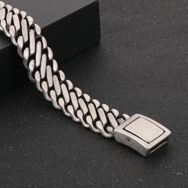 REBEL 220mm Men Casual Matte Surface Stainless Steel S Shape Links Bracelet