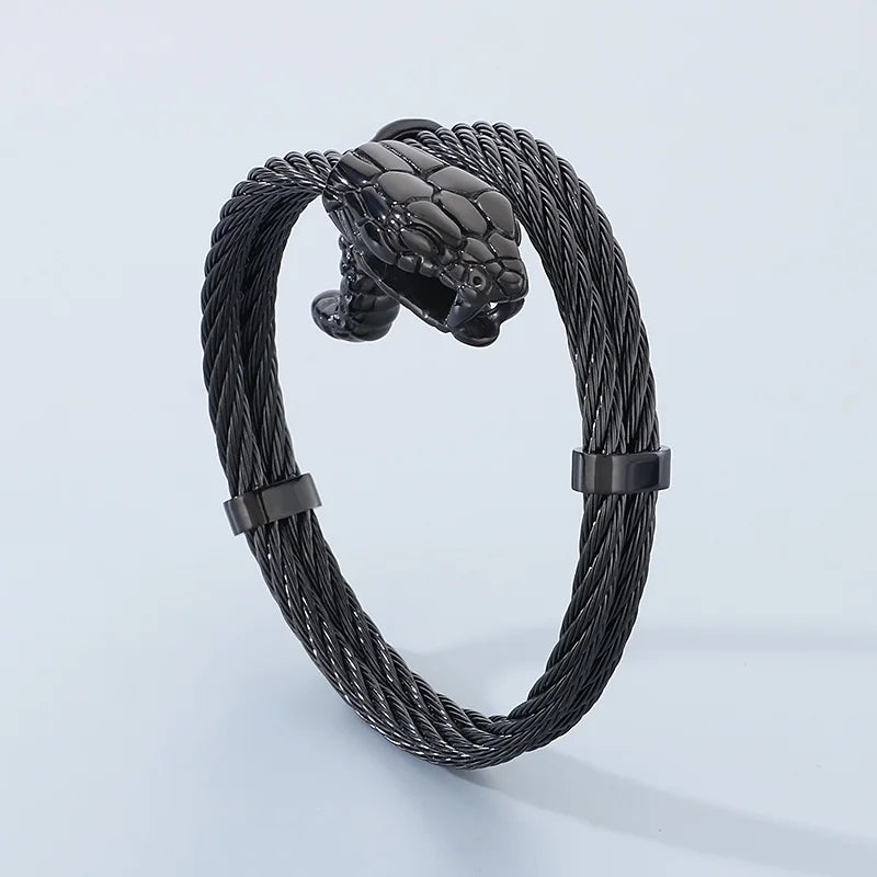 KALEN Fashion Unisex Stainless Steel Bracelets Bangles With Snake Head Charm