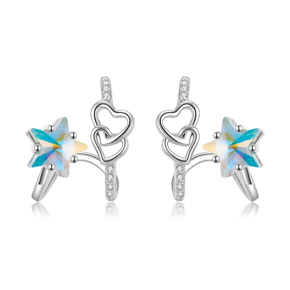 S&S 925 Sterling Silver Zircon Stud Earrings | Heart, Star & Crystal Designs | GDTC Certified | S&S Collection