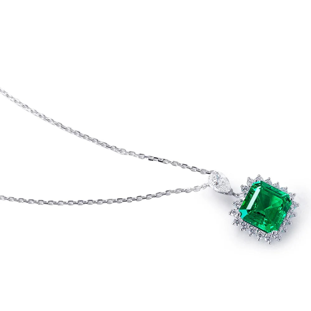 Gemfiori Asscher 9*9mm 3ct Hydro Emerald 18k gold pendant Necklace from Shenzhen custom jewelry manufacturer Wuzhou Gemfiori
