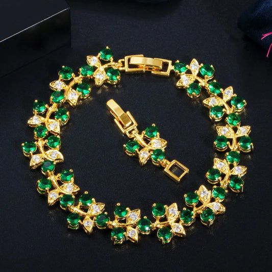 Trendy 18K Gold Plated Women's Bracelet AAA Zirconia Geometric-shaped 18K Gold Plated Jewelry Accessory for Anniversaries