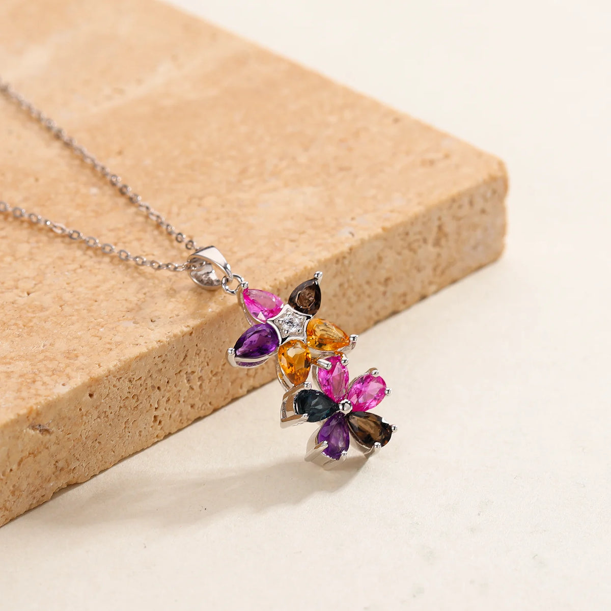 ArtistA A3546 Abding New Arrival Colored Real Gemstone 925 Silver Necklace Earrings Ring Fine Jewelry Set for Women Birthday Gift