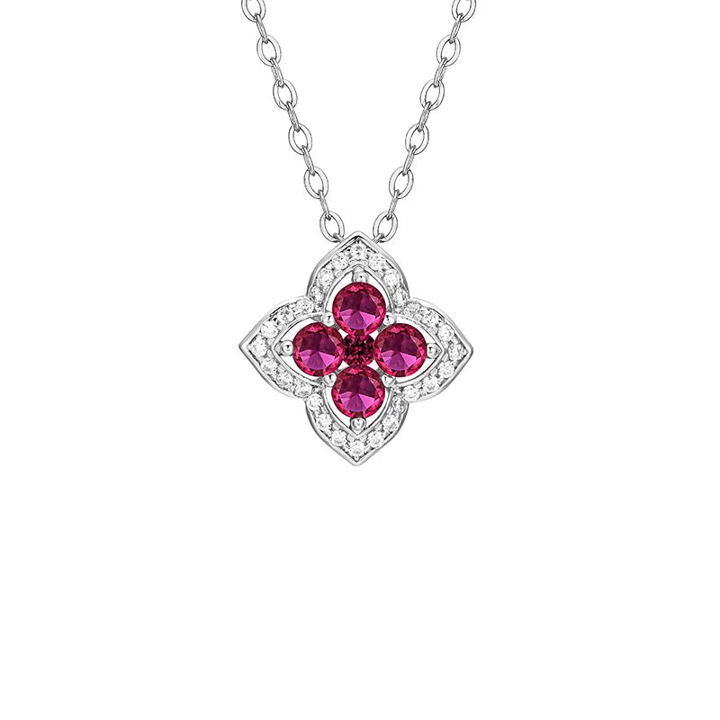 ArtistA 925 Sterling Silver Costum Lab Grown Ruby Necklace Wedding Jewelry Anniversary Gift