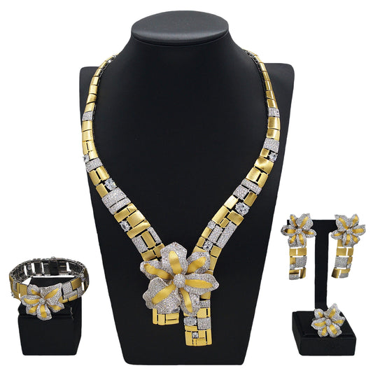 Zhuerrui Dubai Couples Dating Jewelry Set Design Sense Chain Gold Plated Romantic Nigerian Ladies High-end JewelryHZ24009196