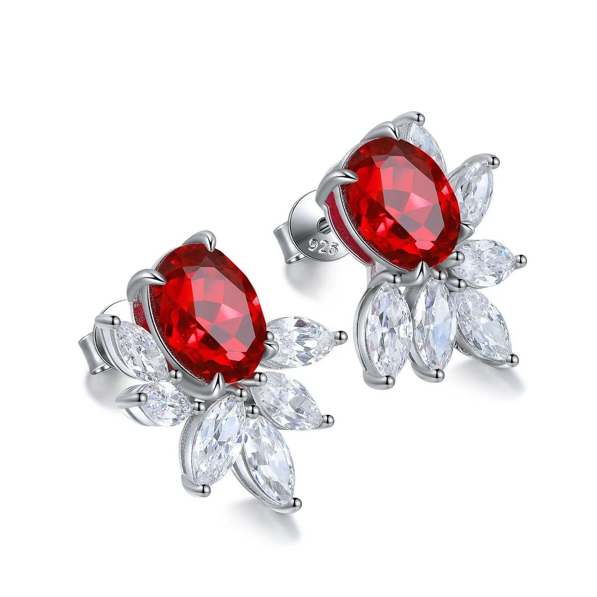 Gemfiori Anster High Quality S925 Lab Grown Ruby Earring Stud Dainty Gemstone Stud Earrings for Women Daily Wear Gift