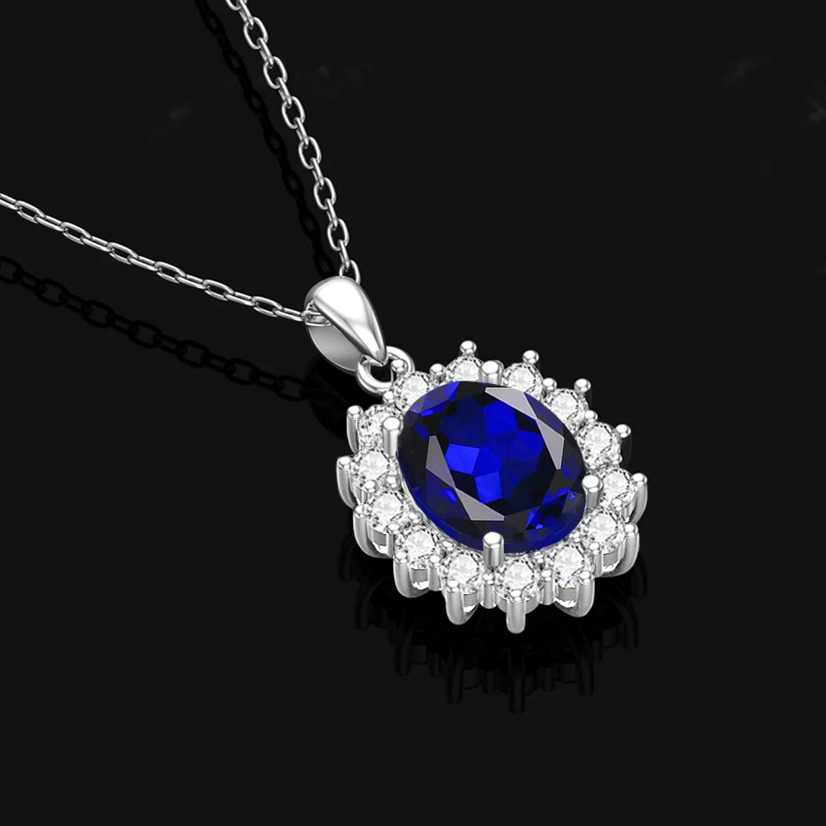 ArtistA Luxury Bridal Jewelry Set 925 Sterling Silver Sapphire Halo Ring Earrings Pendant for Women's Wedding Jewelry