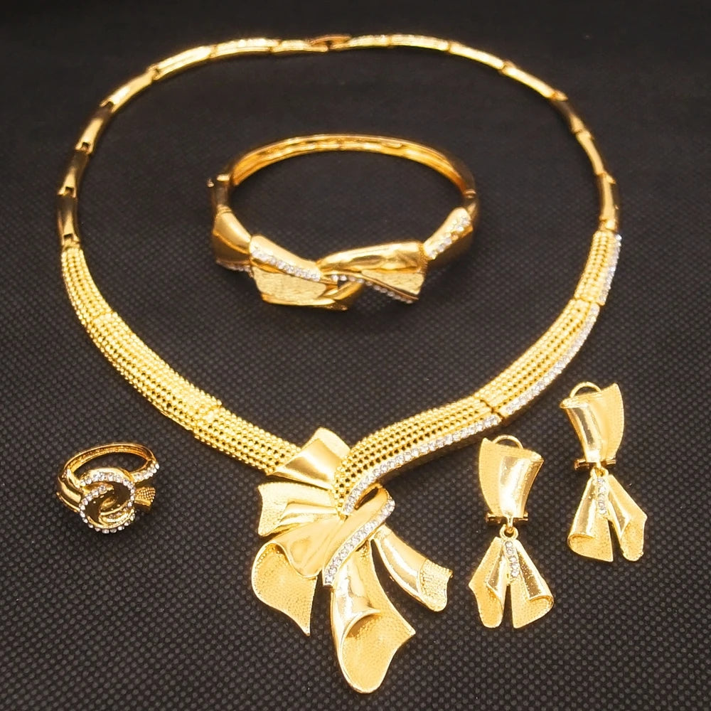 Zhuerrui Luxury Italian Ladies Butterfly Jewelry Set Brass Brazilian Gold Necklace Jewelry Nigerian Ladies Jewelry SetHN21040814