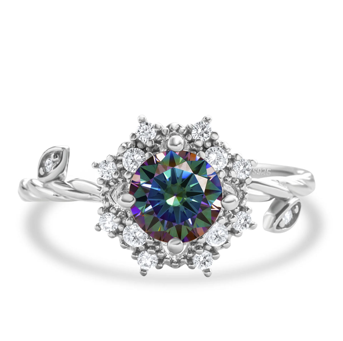 ArtistA Popular Fashion Jewelry 925 Sterling Silver Brilliant Round Cut 1CT VVS GRA Colored Moissanite Flower Rings for Women