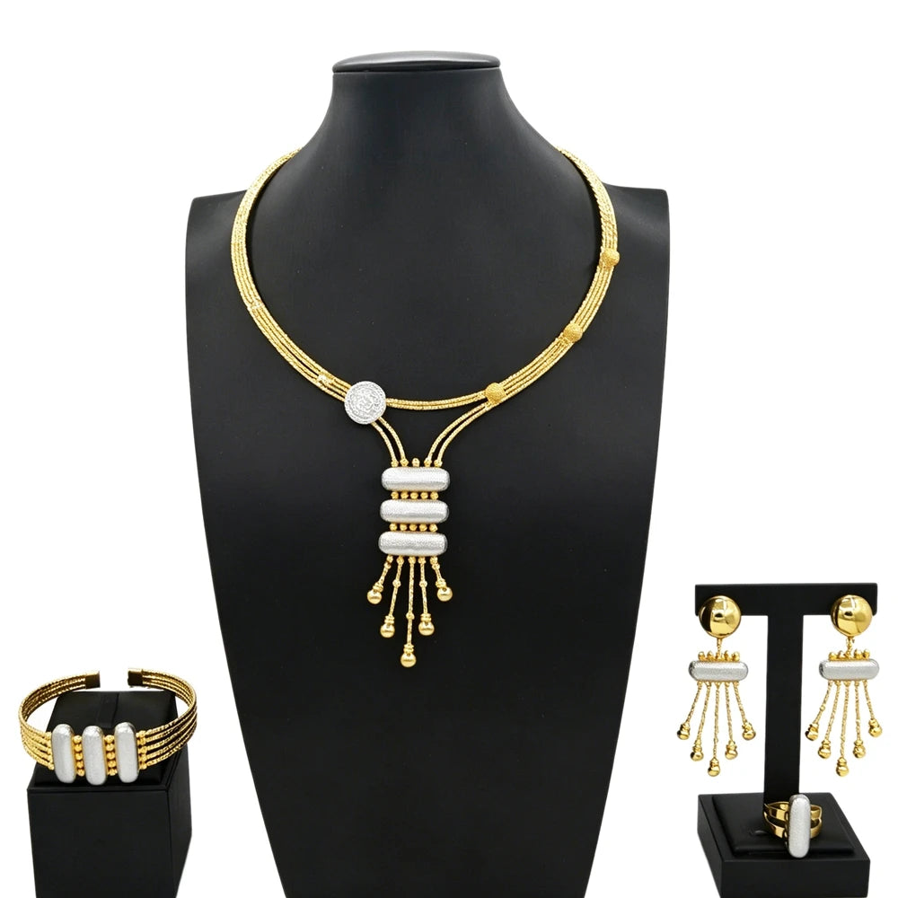 Italian Jewelry Set Alloy Brazilian Jewelry Sets Wedding Party Pendant Necklace Bracelet Ring Earrings Jewelry Set  HS2601425